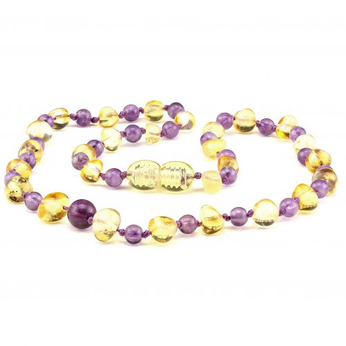 Baby Necklace - Amethyst / Lemon amber