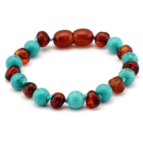 Baby Bracelet -  Turquoise / Honey amber