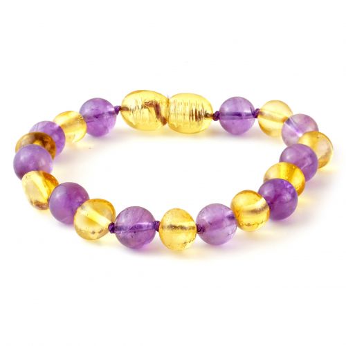 Baby Bracelet -  Amethyst / Lemon amber